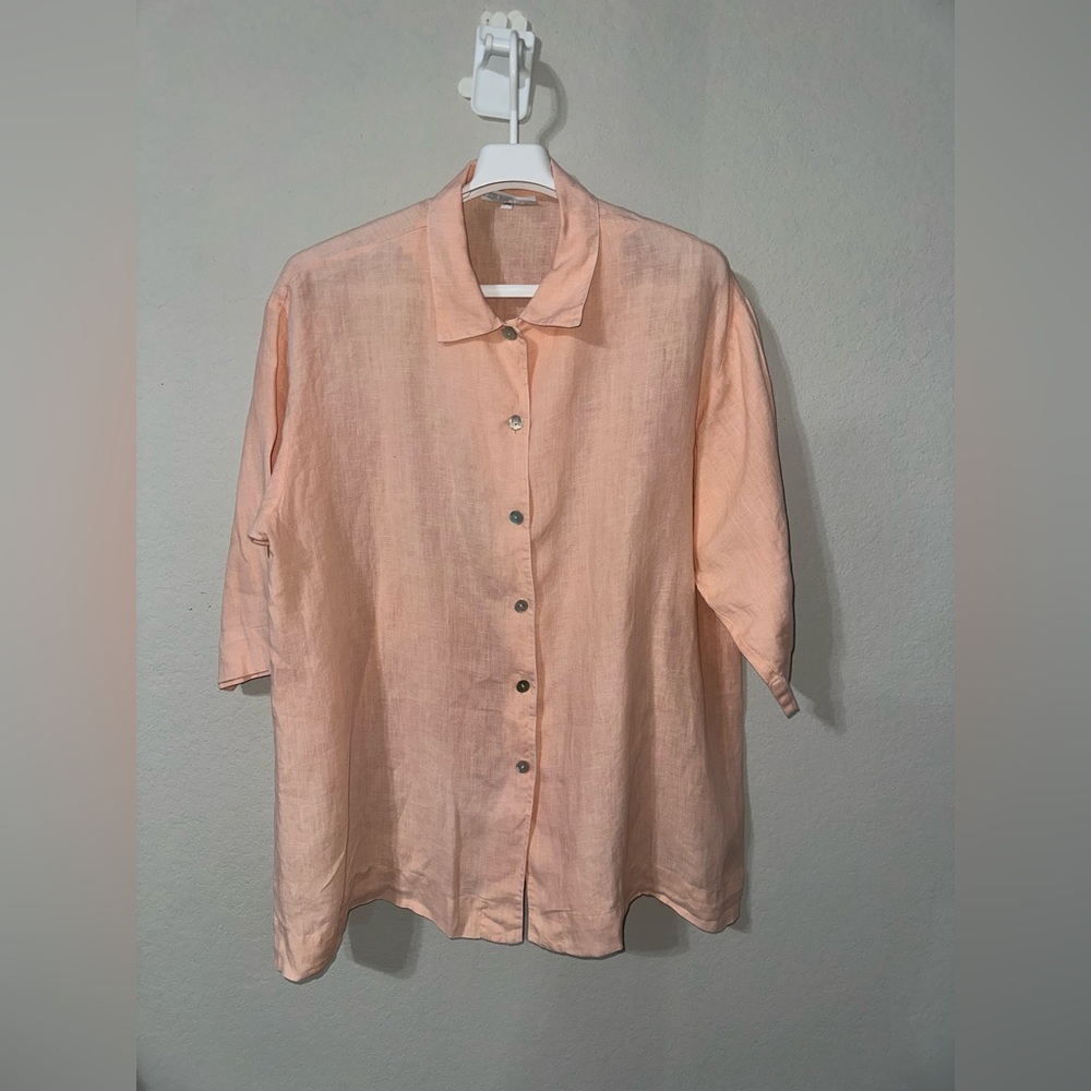 Bryn Walker Linen Tunic‎ Swing Top Relaxed Lagenlook Size Large Med